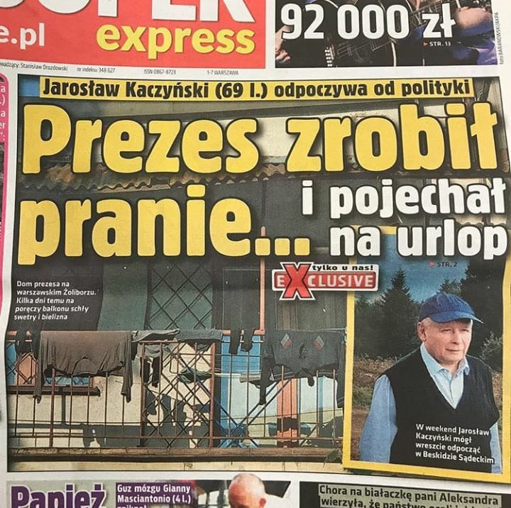 Pranie Kaczyńskiego na okładce "Super Expressu" /materiał zewnętrzny