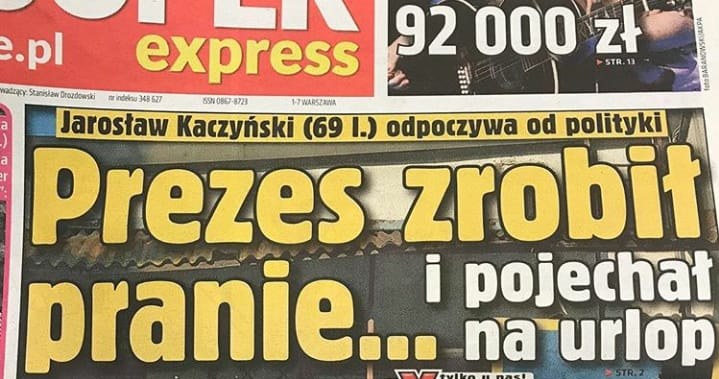 Pranie Kaczyńskiego na okładce "Super Expressu" /materiał zewnętrzny