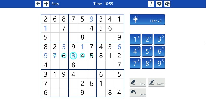 Prawidłowe uzupełnienie linii gry online za darmo Microsoft Sudoku /Click.pl