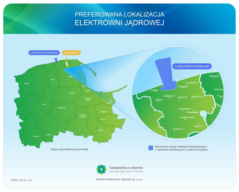 Preferowana lokalizacja elektrowni jądrowej /spółka Polske Elektrownie Jądrowe /materiały prasowe