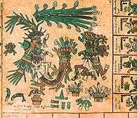 Prekolumbijska sztuka: miniatura z kalendarza przepowiedni, fragment Kodeksu Borbinicus, po 1521 /Encyklopedia Internautica