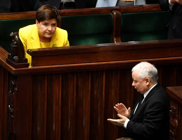 Premier Beata Szydło i prezes KP PiS Jarosław Kaczyński w Sejmie /Bartłomiej Zborowski /PAP