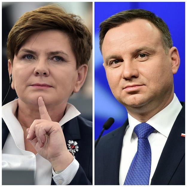 Premier Beata Szydło (L), prezydent Andrzej Duda (P) /AFP