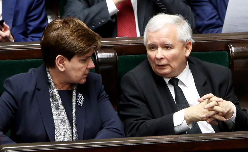 Premier Beata Szydło oraz prezes Prawa i Sprawiedliwości Jarosław Kaczyński /Rafał Guz /PAP