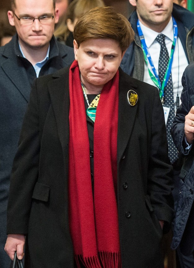 Premier Beata Szydło po pierwszym dniu negocjacji w Brukseli /STEPHANIE LECOCQ  /PAP/EPA