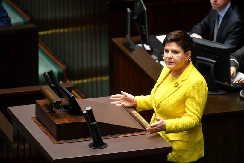 Premier Beata Szydło przemawia w Sejmie /Bartłomiej Zborowski /PAP
