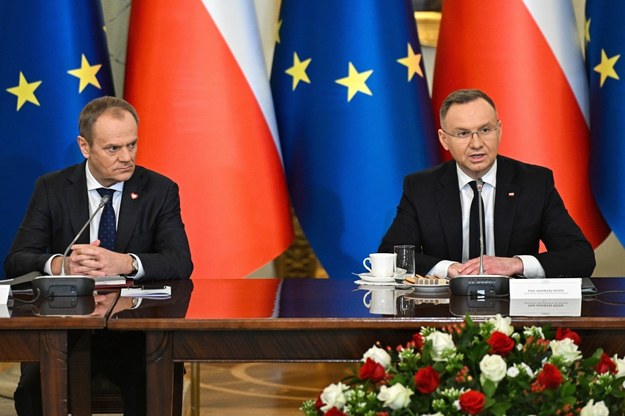 Premier Donald Tusk i prezydent Andrzej Duda /Radek Pietruszka /PAP