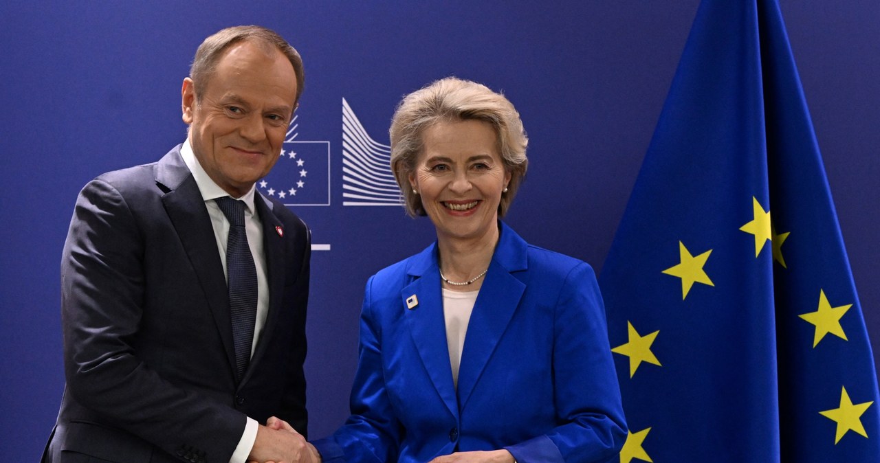 Premier Donald Tusk i przewodnicząca KE Ursula von der Leyen /JOHN THYS /AFP