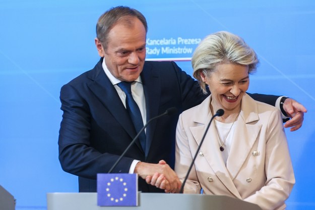 Premier Donald Tusk i szefowa Komisji Europejskiej Ursula von der Leyen / 	Leszek Szymański    /PAP