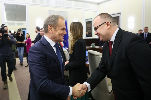 Premier Donald Tusk oraz minister sprawiedliwości Adam Bodnar / 	Leszek Szymański    /PAP