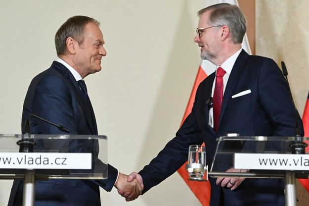 Premier Donald Tusk oraz premier Czech Petr Fiala /Radek Pietruszka /PAP