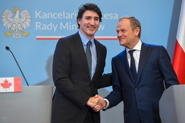Premier Donald Tusk oraz premier Kanady Justin Trudeau /	Piotr Nowak /PAP