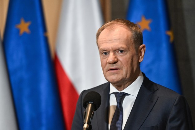 Premier Donald Tusk podczas czwartkowej konferencji prasowej /Radek Pietruszka /PAP