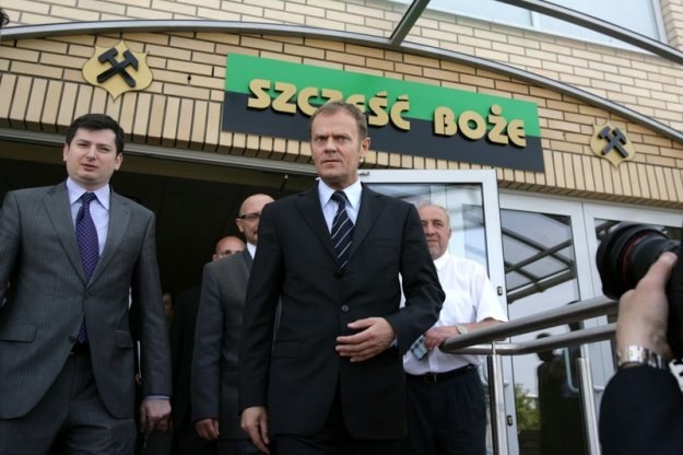 Premier Donald Tusk w kopalni Bogdanka. Fot. Kuba Suszek /Reporter