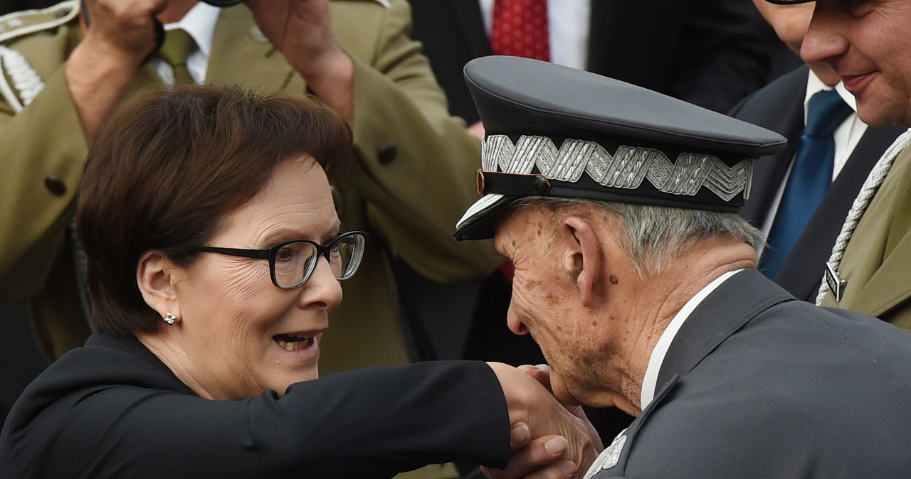 Premier Ewa Kopacz i prezes Zarządu Głównego Związku Powstańców Warszawskich Zbigniew Ścibor-Rylski /Radek Pietruszka /PAP