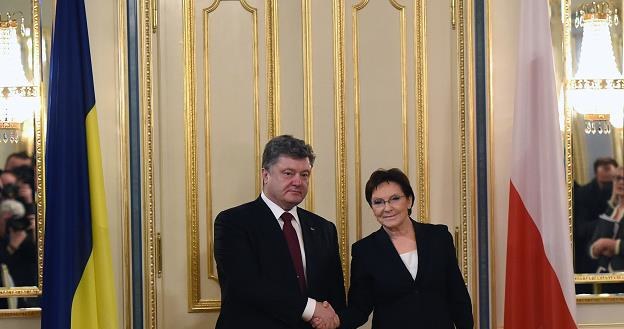 Premier Ewa Kopacz (P) i prezydent Ukrainy Petro Poroszenko (L) /PAP