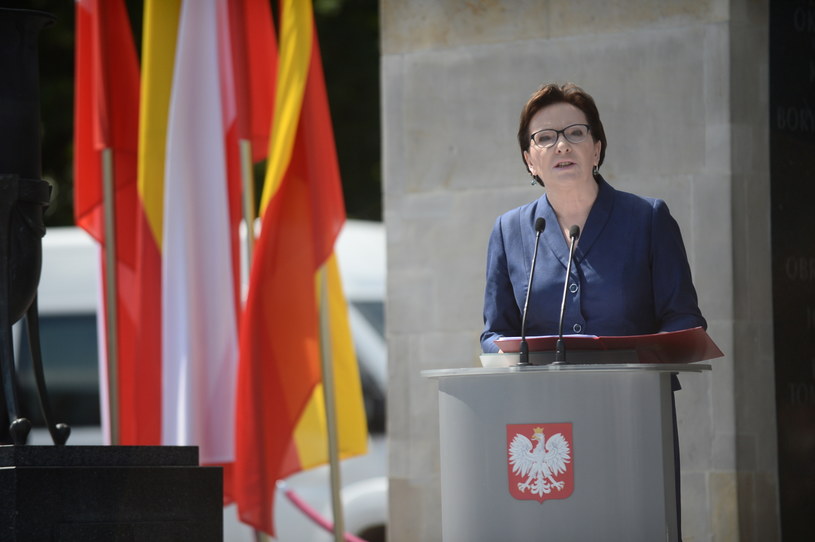 Premier Ewa Kopacz podczas uroczystości przed Grobem Nieznanego Żołnierza /Bartłomiej Zborowski /PAP