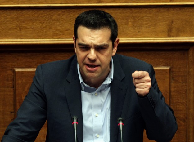 Premier Grecji Aleksis Cipras podczas debaty w parlamencie /SIMELA PANTZARTZI  /PAP/EPA
