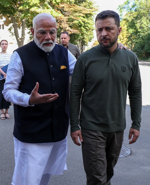 Premier Indii Narendra Modi i prezydent Ukrainy Wołodymyr Zełenski. Kijów, 23.08.2024 r. /AA/ABACA/Abaca/East News /East News