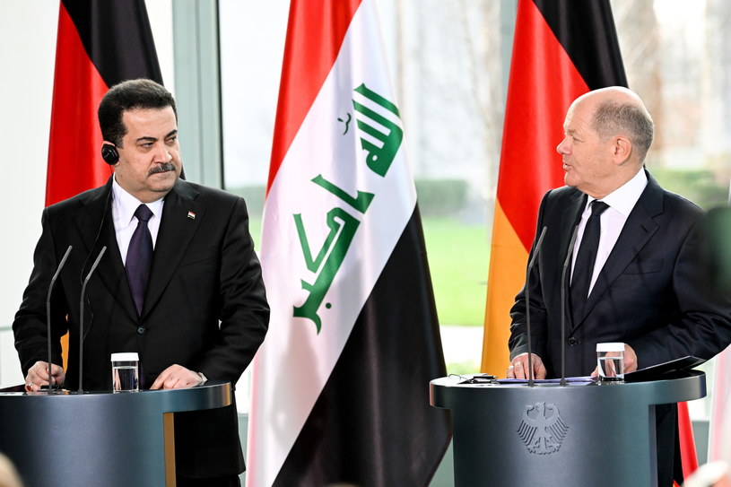 Premier Iraku Mohammed Szia al-Sudani i kanclerz Niemiec Olaf Scholz /PAP/EPA/FILIP SINGER /PAP