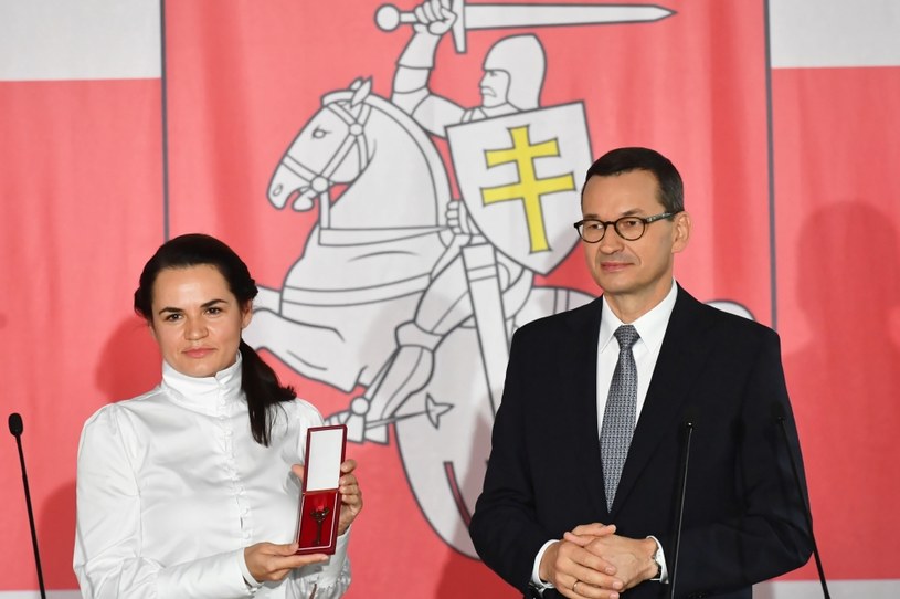 Premier Mateusz Morawiecki i liderka białoruskiej opozycji Swiatłana Cichanouska /Piotr Nowak /PAP