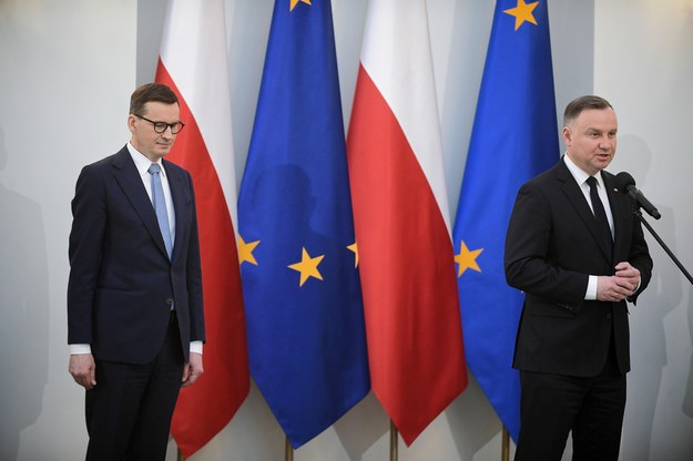 Premier Mateusz Morawiecki i prezydent Andrzej Duda / 	Marcin Obara  /PAP