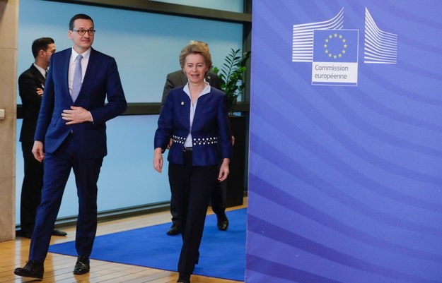 Premier Mateusz Morawiecki i szefowa KE Ursula von der Leyen /STEPHANIE LECOCQ  /PAP/EPA