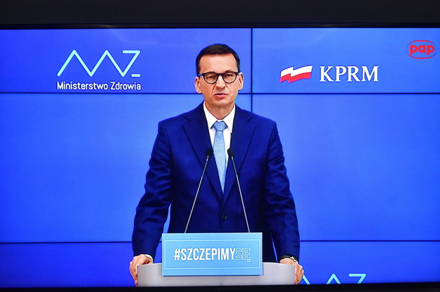 Premier Mateusz Morawiecki na konferencji prasowej /Radek  Pietruszka /PAP