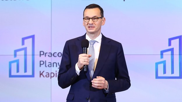 Premier Mateusz Morawiecki podczas konferencji dotyczącej Pracowniczych Planów  Kapitałowych /Rafał Guz /PAP