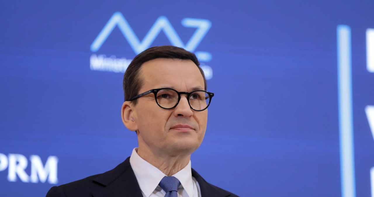 Premier Mateusz Morawiecki podczas konferencji prasowej w KPRM w Warszawie /Albert Zawada /PAP