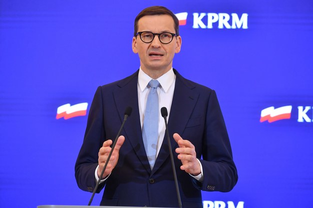 Premier Mateusz Morawiecki podczas konferencji prasowej w KPRM w Warszawie /Piotr Nowak /PAP