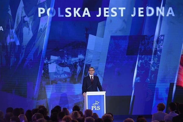Premier Mateusz Morawiecki podczas Konwencji Prawa i Sprawiedliwości. Fot. Radek Pietruszka /PAP