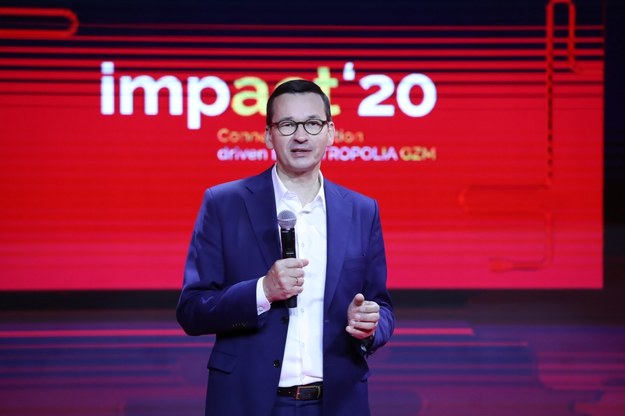 Premier Mateusz Morawiecki podczas sesji otwierającej Kongres Impact'20 Connected Edition /Tomasz Gzell /PAP