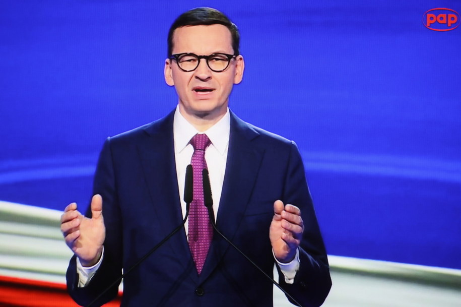 Premier Mateusz Morawiecki przemawia podczas prezentacji programu Prawa i Sprawiedliwości "Polski Ład" / 	Leszek Szymański    /PAP