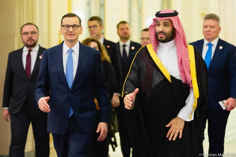 Premier Mateusz Morawiecki z wizytą w Arabii Saudyjskiej - spotkanie z Mohammedem bin Salmanem. Źródło: Facebook /