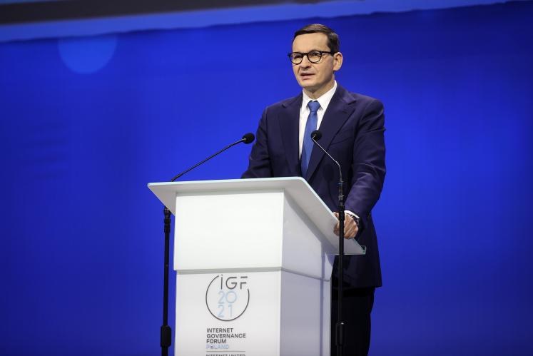 Premier podkreślił, że trzeba wypracować globalne rozwiązania w kwestii internetu i że jest to jedno z największych wyzwań stojących przed Organizacją Narodów Zjednoczonych. /PAP/Łukasz Gągulski /PAP