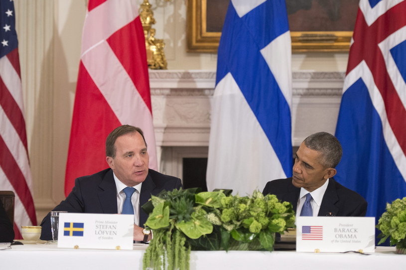 Premier Szwecji Stefan Lofven i prezydent USA Barack Obama /EPA/KEVIN DIETSCH / POOL /PAP/EPA