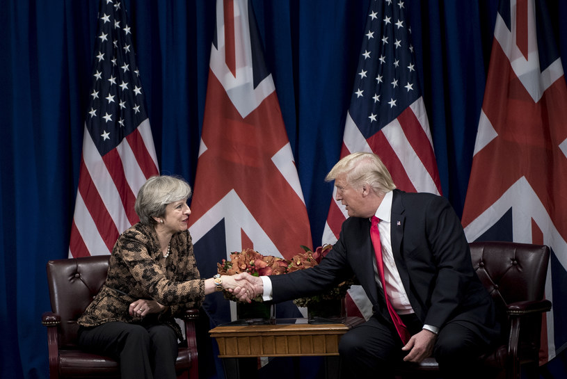 Premier Theresa May i prezydent Donald Trump /Brendan Smialowski /AFP