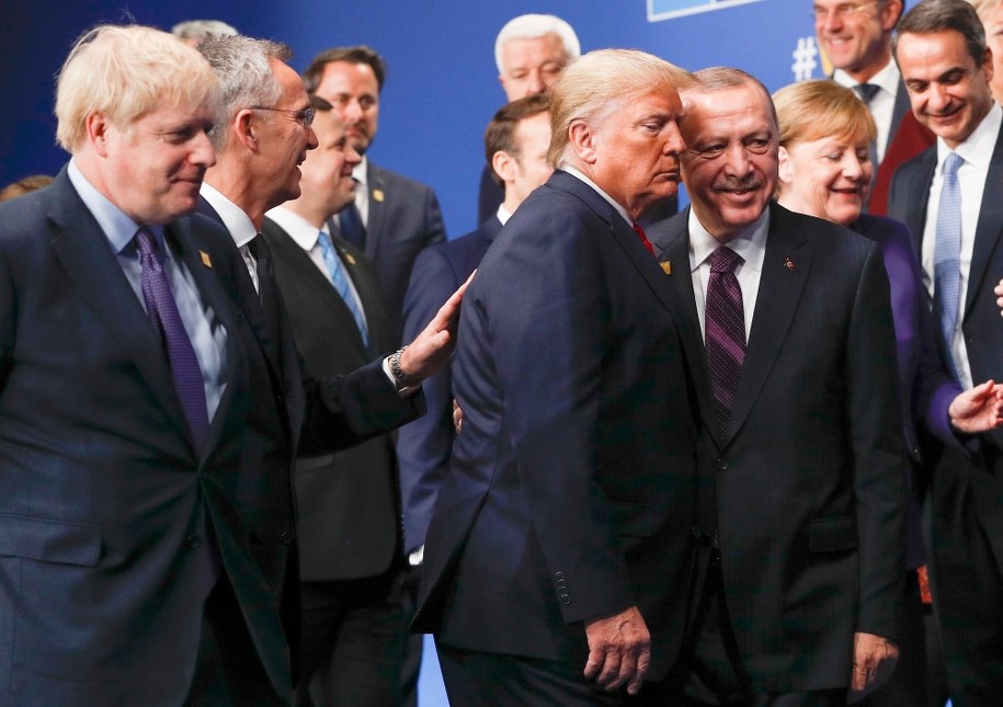 Premier Wielkiej Brytanii Boris Johnson, sekretarz generalny NATO Jens Stoltenberg, prezydent USA Donald Trump i prezydent Turcji Recep Tayyip Erdogan podczas szczytu NATO w Londynie /PETER NICHOLLS/POOL /PAP/EPA