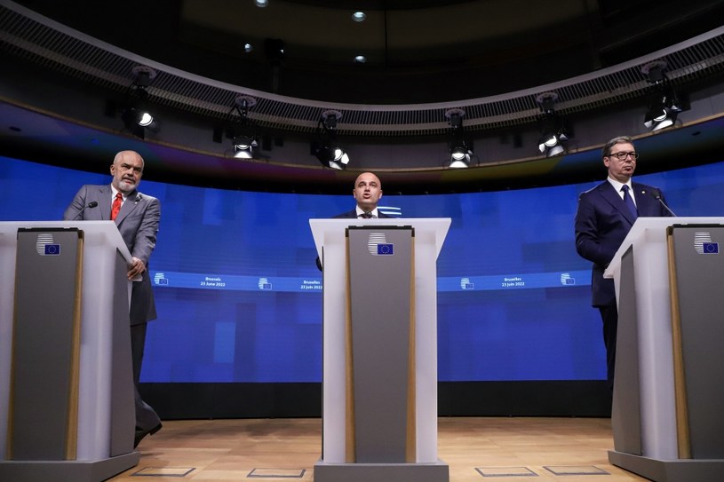 Premierzy Albanii, Macedonii Północnej i Serbii na szczycie Bałkany-UE /Valeria Mongelli/Bloomberg  /Getty Images