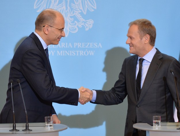 Premierzy Polski i Włoch - Donald Tusk i Enrico Letta /Radek Pietruszka /PAP