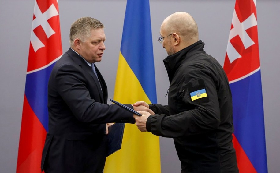Premierzy Słowacji i Ukrainy - Robert Fico i Denys Szmyhal /UKRAINIAN PM DENYS SHMYHAL TELEGRAM CHANNEL / HANDOUT /PAP/EPA