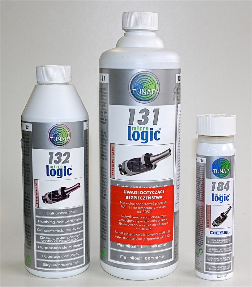 Preparaty do czyszczenia filtra (131), jego płukania (132) oraz środek przeznaczony wyłącznie do aut z filtrem suchym (184) /Motor