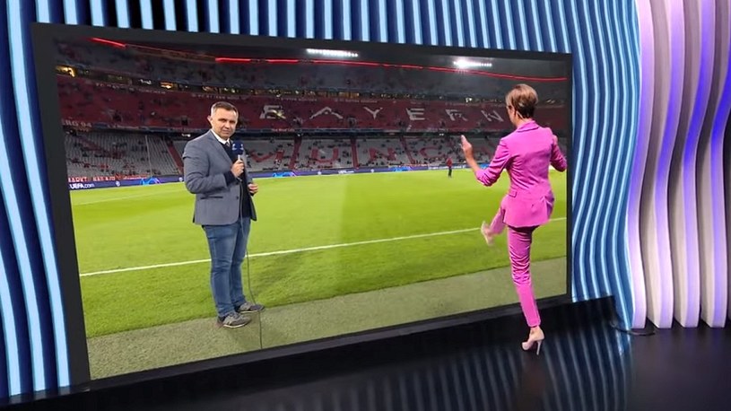 Prezenterka Polsatu Sport ze studia wirtualnie przeniosła się na stadion piłkarski (film) /Geekweek
