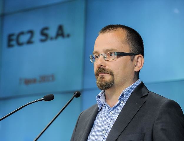 Prezes EC2 Mirosław Januszewski w czasie debiutu na NewConnect /PAP