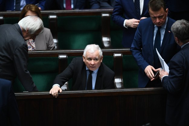 Prezes Jarosław Kaczyński podczas posiedzenia Sejmu /Jacek Turczyk /PAP