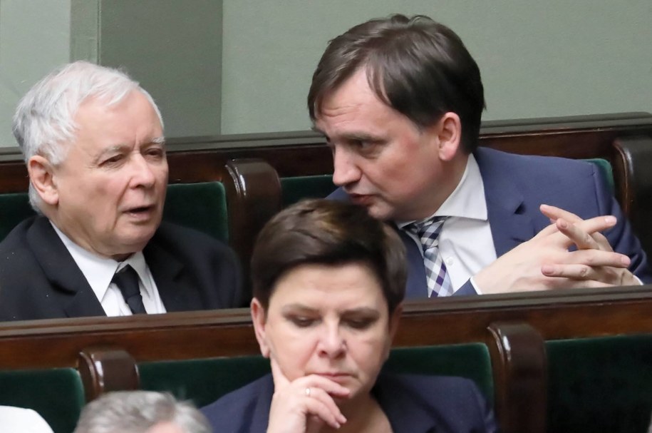 Prezes PiS Jarosław Kaczyński i przywódca Solidarności Polska, minister sprawiedliwości Zbigniew Ziobro / Tomasz Gzell / PAP