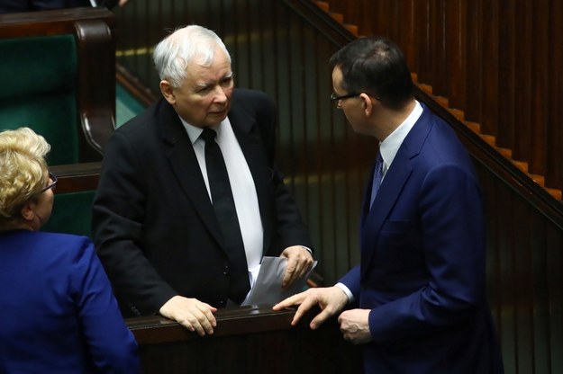 Prezes PiS Jarosław Kaczyński i premier Mateusz Morawiecki w Sejmie /Rafał Guz /PAP