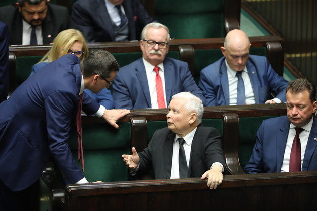 Prezes PiS Jarosław Kaczyński i premier Mateusz Morawiecki w Sejmie, 17 września /	Wojciech Olkuśnik /PAP