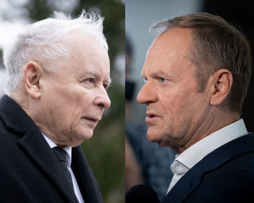Prezes PiS Jarosław Kaczyński i przewodniczący PO Donald Tusk /Mateusz Włodarczyk/NurPhoto /AFP